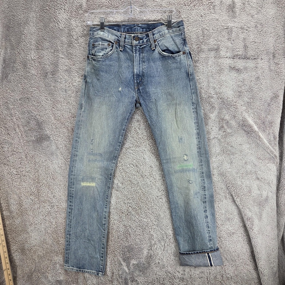 Levis 505 Jeans Mens 29x32 Blue Selvedge LVC Regular Straight Medium Wash